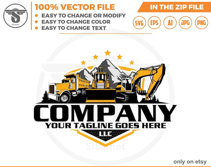 equipment vehicles logo - heavy equipment logo - Bulldozer svg - dump truck - excavator
