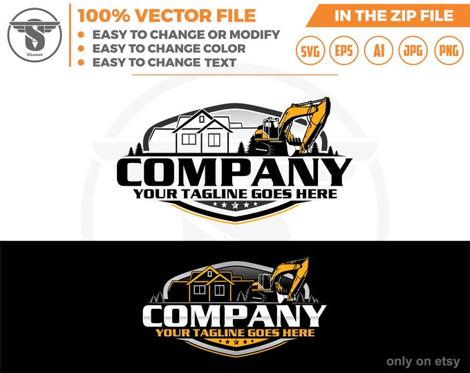 House and Excavator logo svg, Excavator Clipart, home Excavator svg, Excavator png, Heavy Equipment svg, Construction Logo