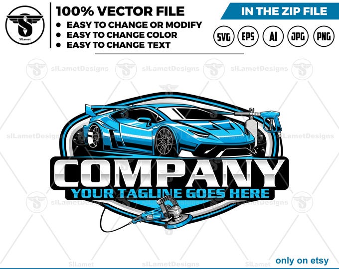 Luxury Car Wash Logo - Premium Car Detailing Logo - Elite Auto Spa logo - High-End Vehicle Cleaning logo