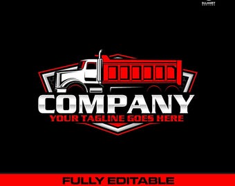 Dump Truck Logo: Fully Editable, Tipper Hauling Construction Vector Design