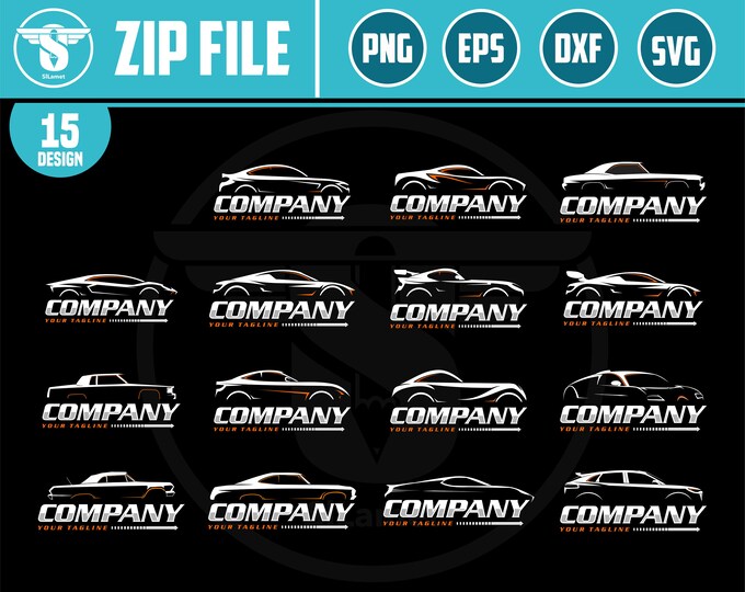 automotive logo, car abstract, car line art , car silhouette, car logo svg dxf file vector car logo