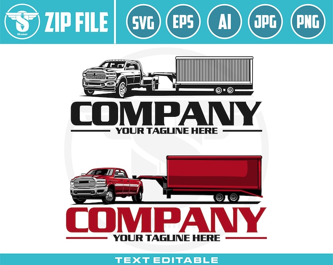 pickup and trailer logo, trailer towing logo, truck pickup logo svg, towing Company Logo, pickup truck outline, pickup truck, ram truck