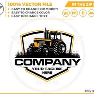Tractor Farm Logo Template - farm logo- tractor logo - farming tractor logo,