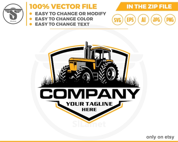 Tractor Farm Logo Template - farm logo- tractor logo - farming tractor logo,
