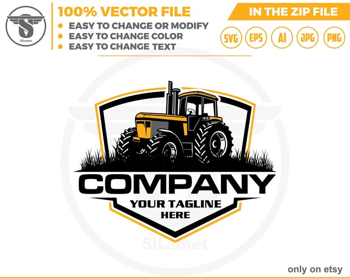 Tractor Farm Logo Template - farm logo- tractor logo - farming tractor logo,