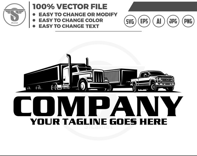 pickup trailer and truck trailer logo svg, Trucking Company Logo, Moving Truck, Semi Truck, Trucking Brand, Truck Door Logo, Trucker Logo
