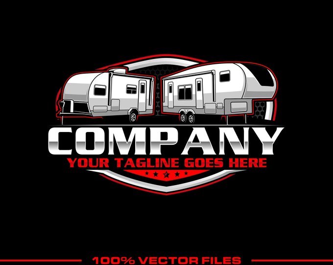 RV Camper Logo: Fully Editable, Trailer Travel Adventure Vector Design