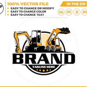Heavy Equipment Logo: Skid Steer & Mini Excavator (Digital Download)