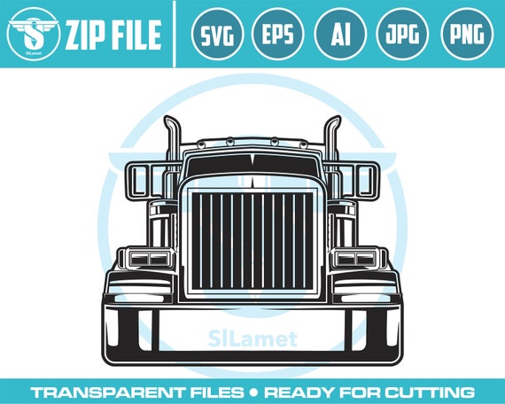 front view Truck svg, Truck Driver Trucker Big Rigg 18 Wheeler Semi Tractor Trailer Shipping Trucking Logo .SVG Vector Cricut Cut Cutting