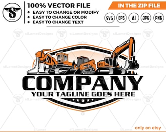 Logo zwaar materieel: graphics bouwmachines (digitale download)