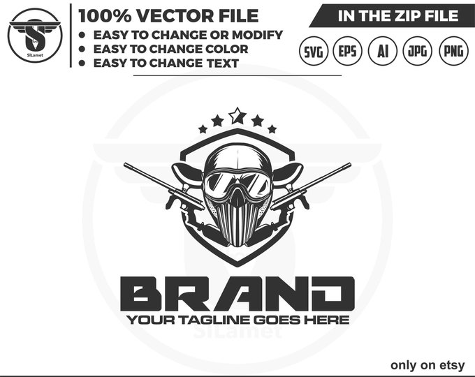 paintball logo - paintball club logo - skull paintball svg