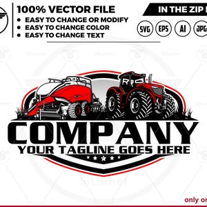 Tractor and Big Baler logo - New Holland Big Baler logo- Tractor Farm Logo Template - farm logo- tractor logo - farming tractor logo,