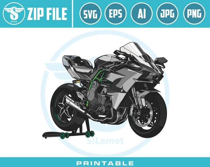 kawasaki ninja h2r SVG sport bike svg, racing motorbike, illustration motorbike, vector motorbike, print  motorbike, t-shirt screen printing