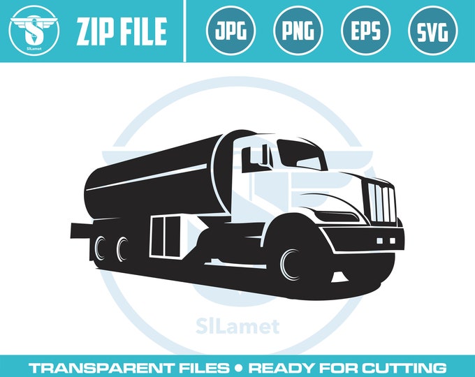Tank Truck SVG, Oil Truck Svg, Truck Svg, Tank Truck Clipart, Tank Truck Files for Cricut, Cut Files For Silhouette, Dxf, Png, Vector