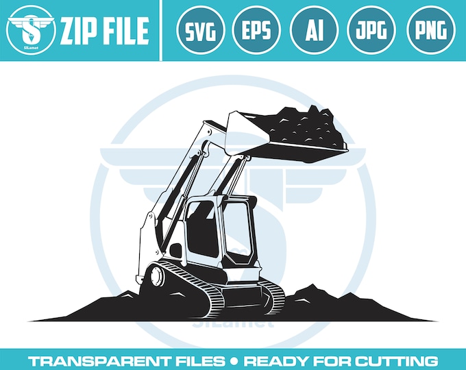Skid steer loader logo, skid steer bulldozer logo, skid steer svg, Bulldozer logo SVG, Heavy Equipment logo Svg, Bulldozer svg, Wheel Loader