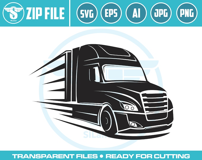 Semi Truck Trailer svg, Truck Driver Trucker Big Rigg 18 Wheeler Semi Tractor Trailer Shipping Trucking Logo .SVG Vector Cricut Cut Cutting