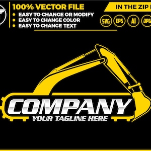 Excavator Logo Template: Construction Digger SVG (Digital Download)