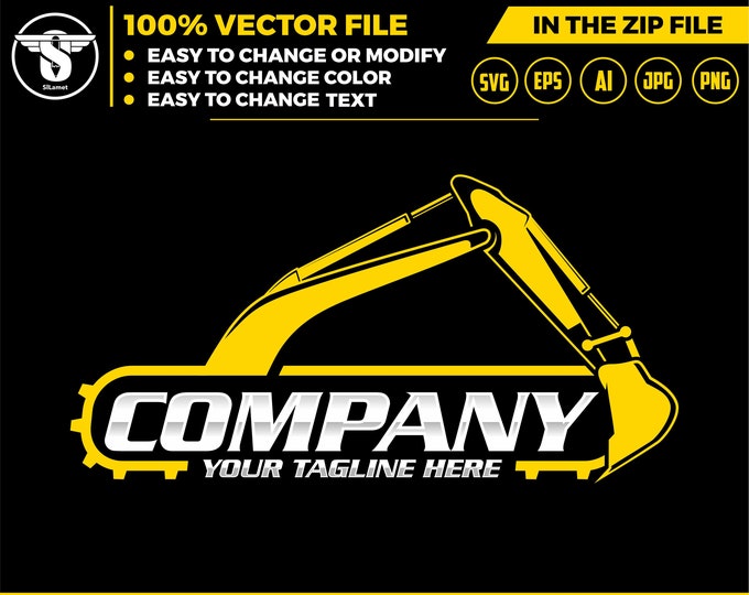 excavator logo template - bucket excavator svg - construction logo - digging logo - earth digging logo - excavator svg