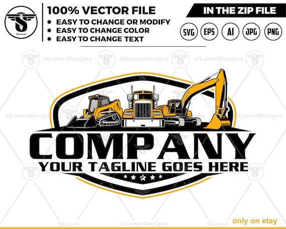 equipment vehicles logo - heavy equipment logo - skid steer - dump truck - excavator - heavy equipmen rental logo -  heavy equipment repair