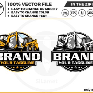 Skid Steer & Excavator Logo SVG: Wheel Loader Vector Graphics (Digital Download)
