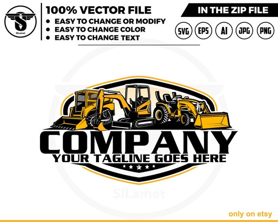 equipment vehicles logo, heavy equipment svg, backhoe, mini excavator, Skid steer loader logo, truck logo, Bulldozer svg