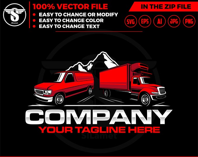 box truck and van logo - delevery logo template - Truck delevery svg