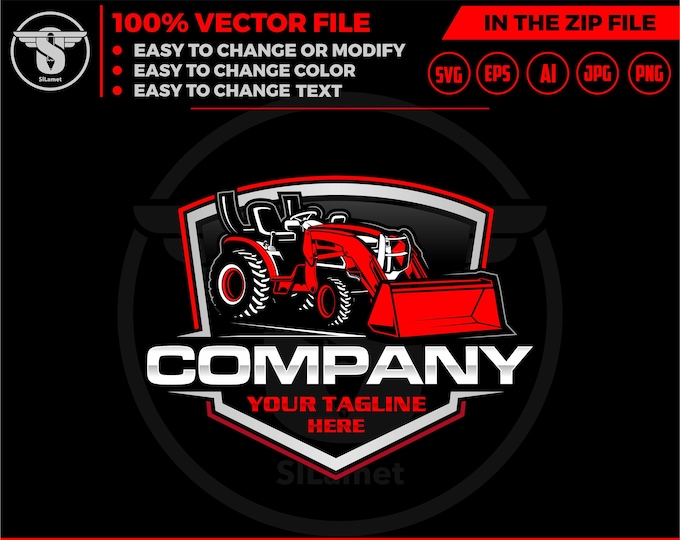 tractor loader logo - tractor backhoe attachment - Tractor kubota logo - farm logo
