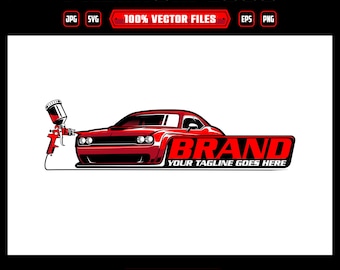 Car Painting Logo: Auto Body Shop & Collision Repair Vector, Automotive SVG EPS PNG