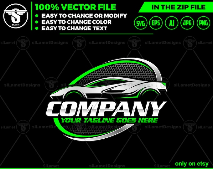 Sports Car Logo Template: USA Automotive SVG