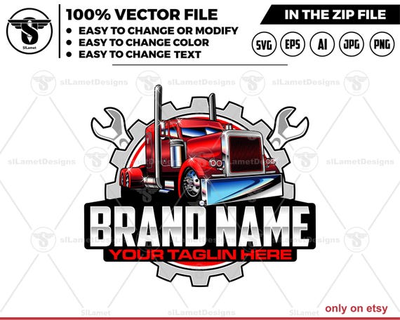 trucking repair logo - trucking service logo - truck trailer repair logo - trucking fix logo