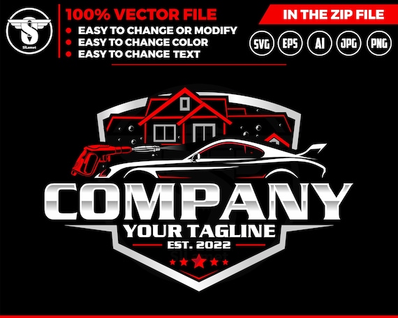 house Car wash logo template - car wash logo - car wash svg - cleaning car logo - automotive - auto detailing car logo - Car Detailing svg