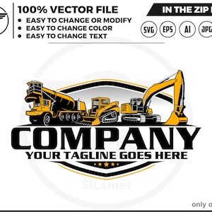 concrete truck, skid steer and excavator logo, front discharge concrete truck, concrete truck svg,