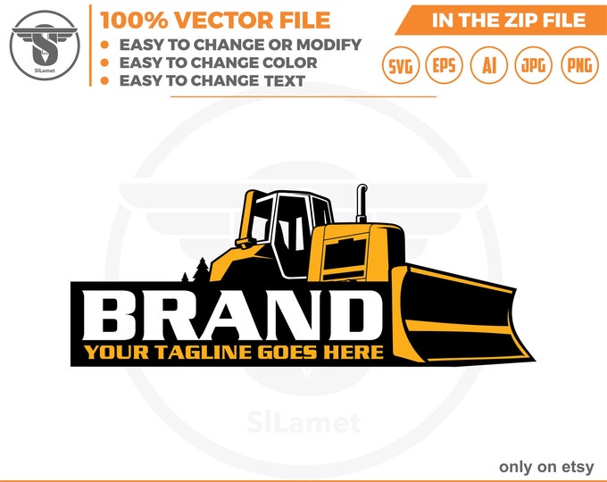 Bulldozer logo - Heavy Equipment logo - Bulldozer svg