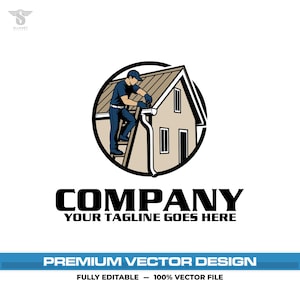 Logotipo de limpieza de canalones SVG: Vector EPS totalmente editable, gráficos para mantenimiento del hogar