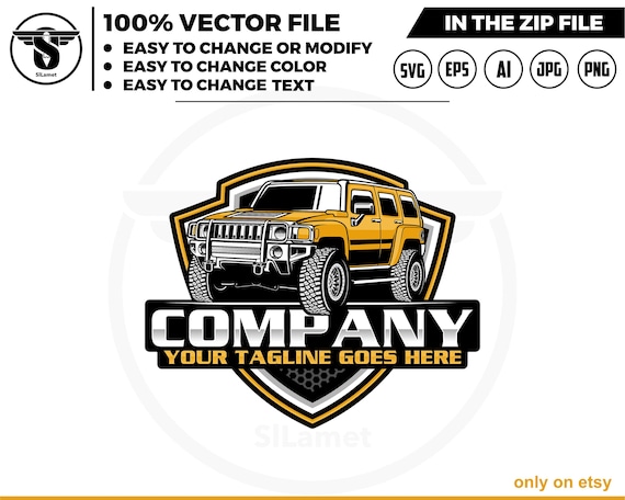 yellow hummer h3 sport car logo, automotive logo, luxury car logo, car logo svg, automotive svg , car logo template, car dealer logo