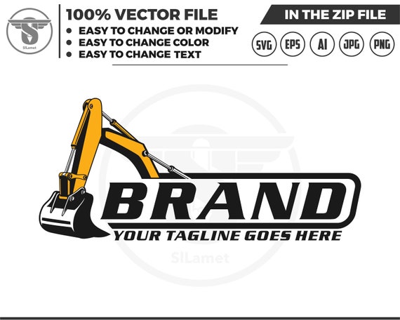 excavator logo template - bucket excavator svg - construction logo - digging logo - earth digging logo - excavator svg