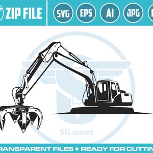 excavator grapple svg, excavator grapple bucket svg,  grapple bucket svg, excavator svg, excavator silhouette, digger svg, construction svg