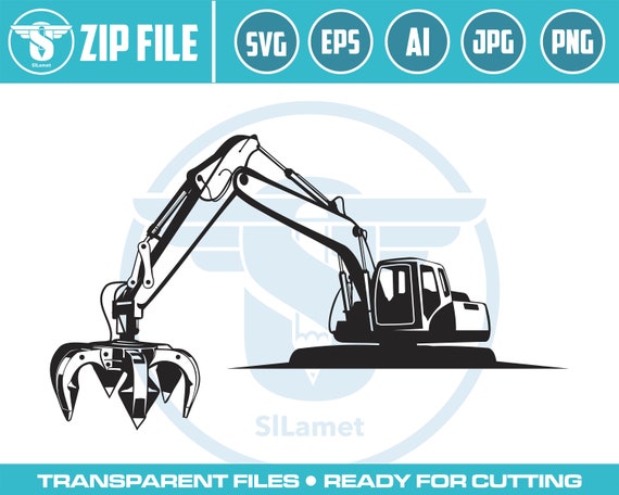 excavator grapple svg, excavator grapple bucket svg,  grapple bucket svg, excavator svg, excavator silhouette, digger svg, construction svg