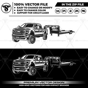 Ford Super Duty & Gooseneck Trailer SVG: Pickup Truck Logo (Digital Download)