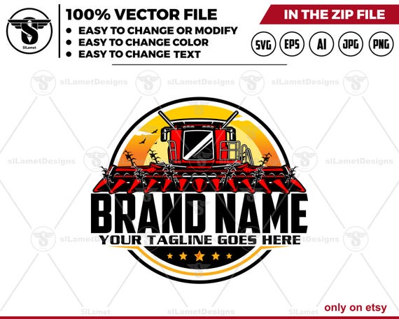 combine harvester corn header - Combine Harvester Logo - Corn Header Logo - Farming Equipment logo - Harvest Machine logo - Agricultural