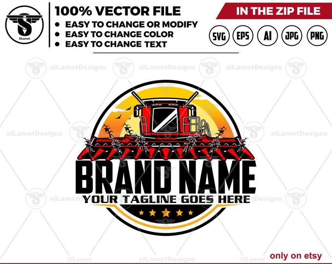 combine harvester corn header - Combine Harvester Logo - Corn Header Logo - Farming Equipment logo - Harvest Machine logo - Agricultural