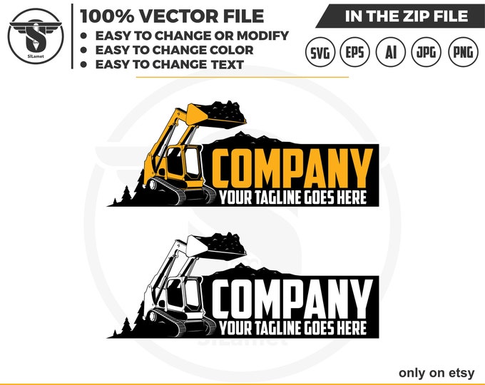 Skid steer loader logo, skid steer bulldozer logo, skid steer svg, Heavy Equipment logo