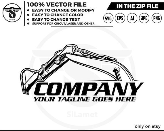 excavator logo template - bucket excavator svg - construction logo - digging logo - earth digging logo - excavator svg