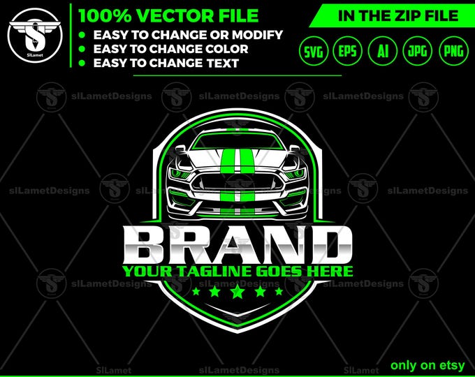 sport car logo - automotive logo - luxury car logo - muscle car logo - car repair garage logo