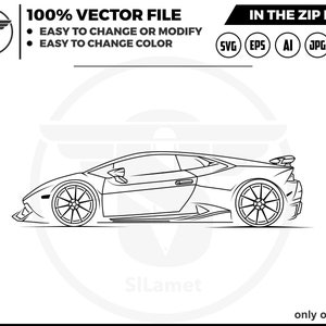 Lamborghini Line Art SVG: Supercar Vector Graphics (Digital Download)