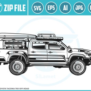 Modified Toyota Tacoma TRD Off-Road svg, pickup truck, pickup truck svg, pickup truck tshirt, silhouette SVG Vector Cricut Cut Cutting