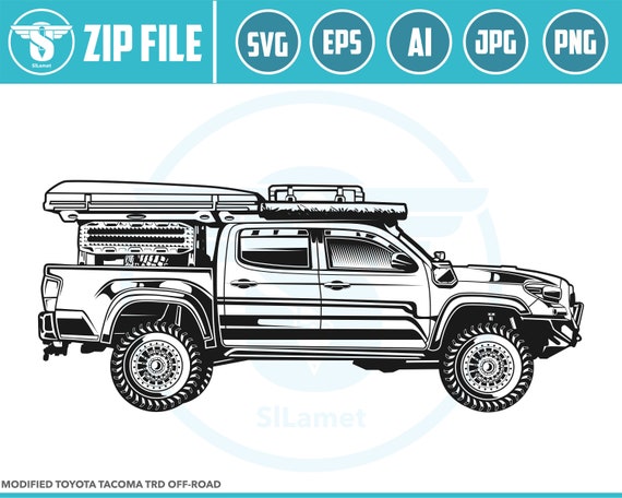 Modified Toyota Tacoma TRD Off-Road svg, pickup truck, pickup truck svg, pickup truck tshirt, silhouette SVG Vector Cricut Cut Cutting