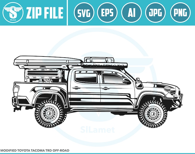 Modified Toyota Tacoma TRD Off-Road svg, pickup truck, pickup truck svg, pickup truck tshirt, silhouette SVG Vector Cricut Cut Cutting