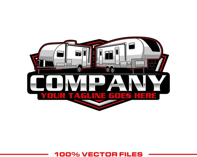 RV Camper Logo: Fully Editable, Trailer Travel Adventure SVG Vector Design