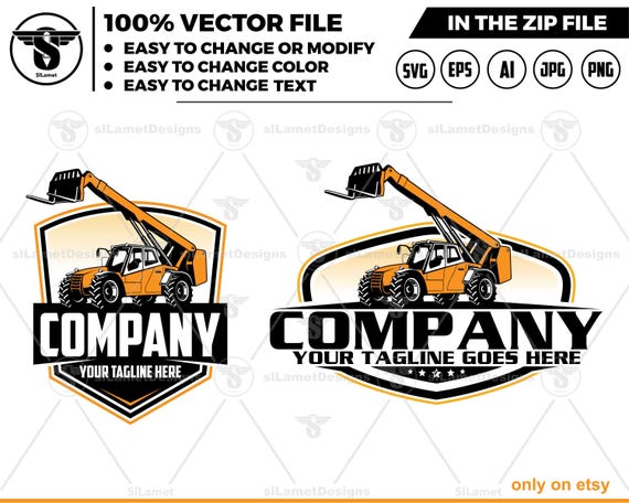 Telescopic handler logo, Forklift telescopic logo, Skytrack logo, Warehouse logo